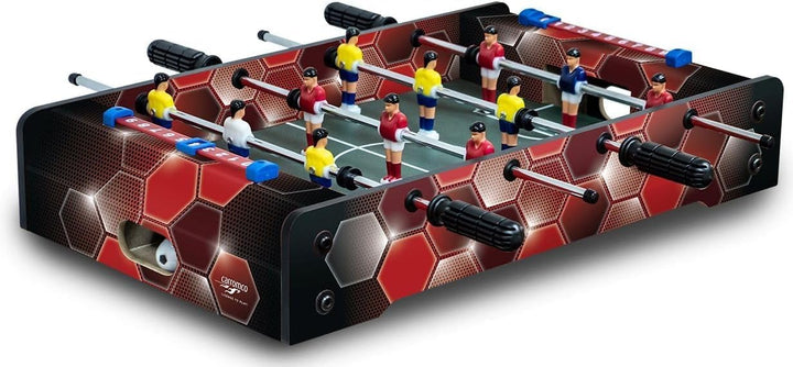 Carromco Bierkistenkicker Mini Tischfussball - Tischfussball Spiel für Getränkekisten 40 x 30 cm - F