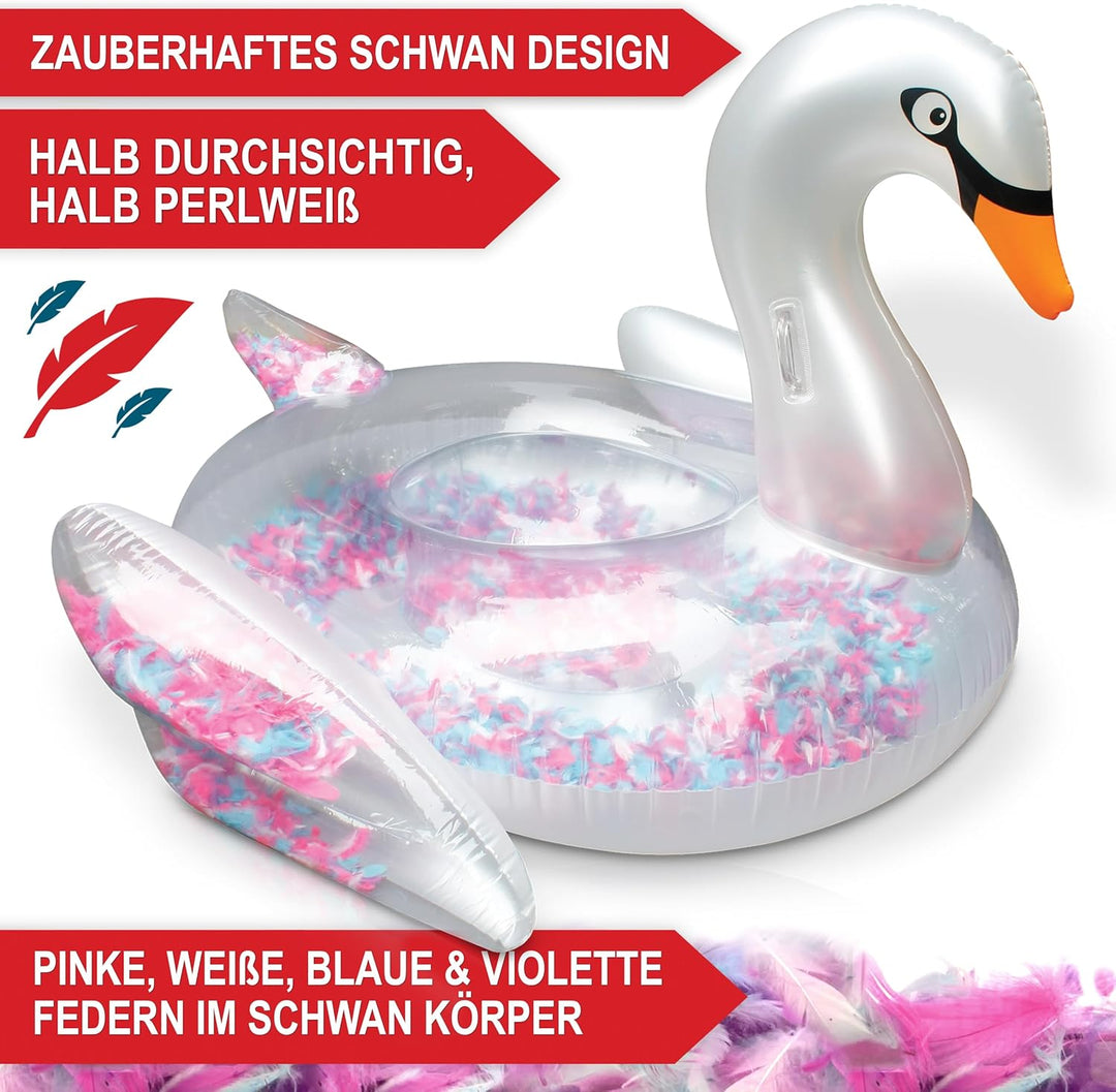 ONBEST aufblasbares XXXL Schwimmtier mit Federn – 183x162x117 cm – Wassertier zum Aufblasen für Erwa