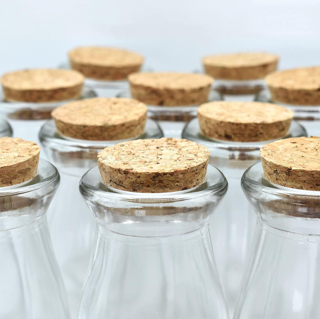 Kleine Glasflaschen zum Befüllen (24 Stk. à 100ml) Glasfläschchen mit Korken, Leere Deko Flaschen id