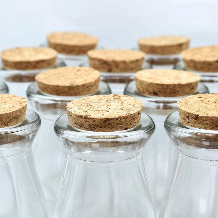 Kleine Glasflaschen zum Befüllen (24 Stk. à 100ml) Glasfläschchen mit Korken, Leere Deko Flaschen id