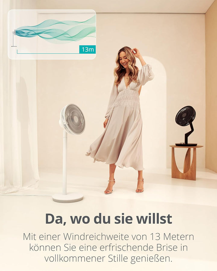Duux Whisper Essence Standventilator sehr Leise - 120° Oszilation - 7 Geschwindigkeitsstufen - 8-std