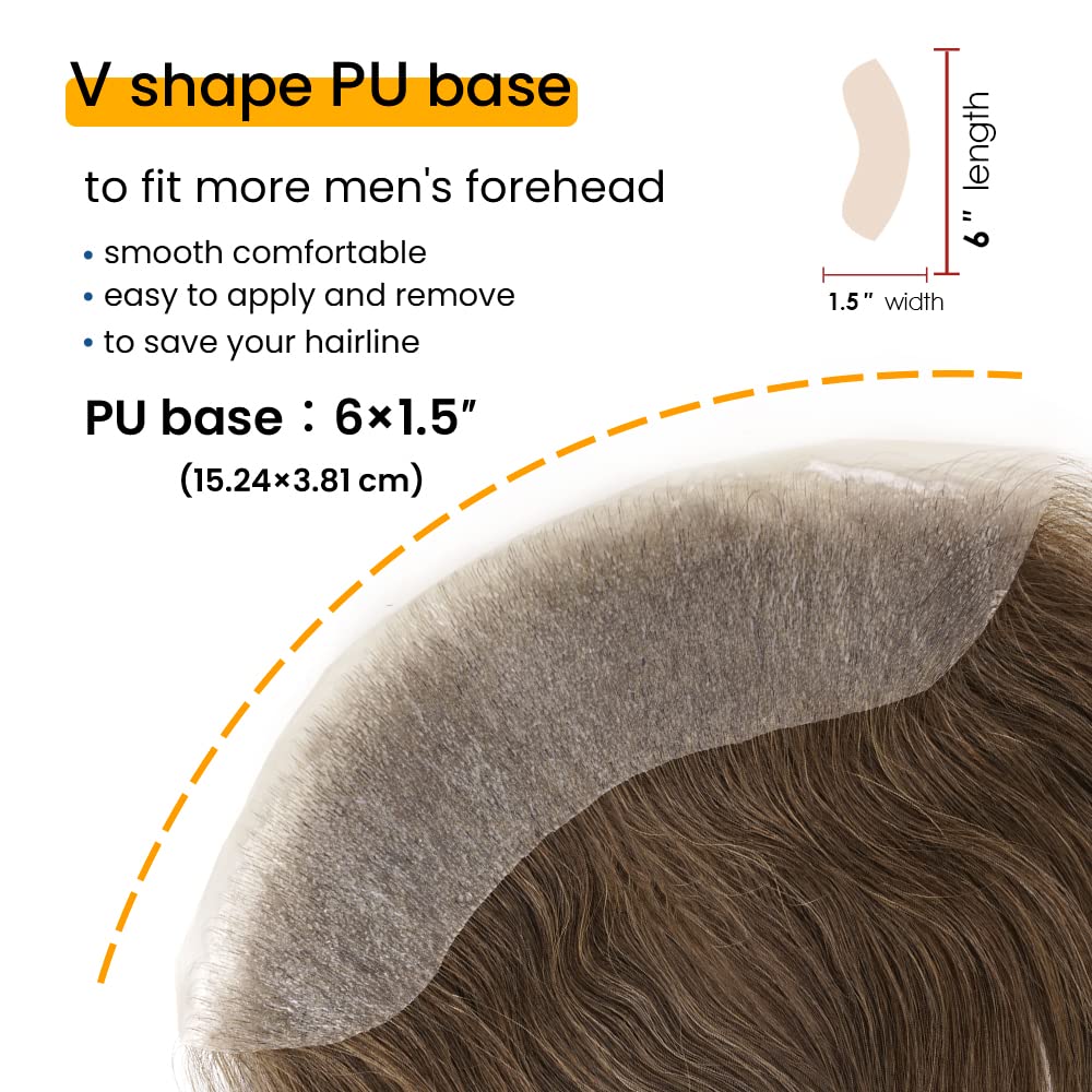 Lordhair Toupet Herren,100% Europäisches Echthaar Herren Toupet Echthaar,V-LOOP Skin Toupet Herren,T
