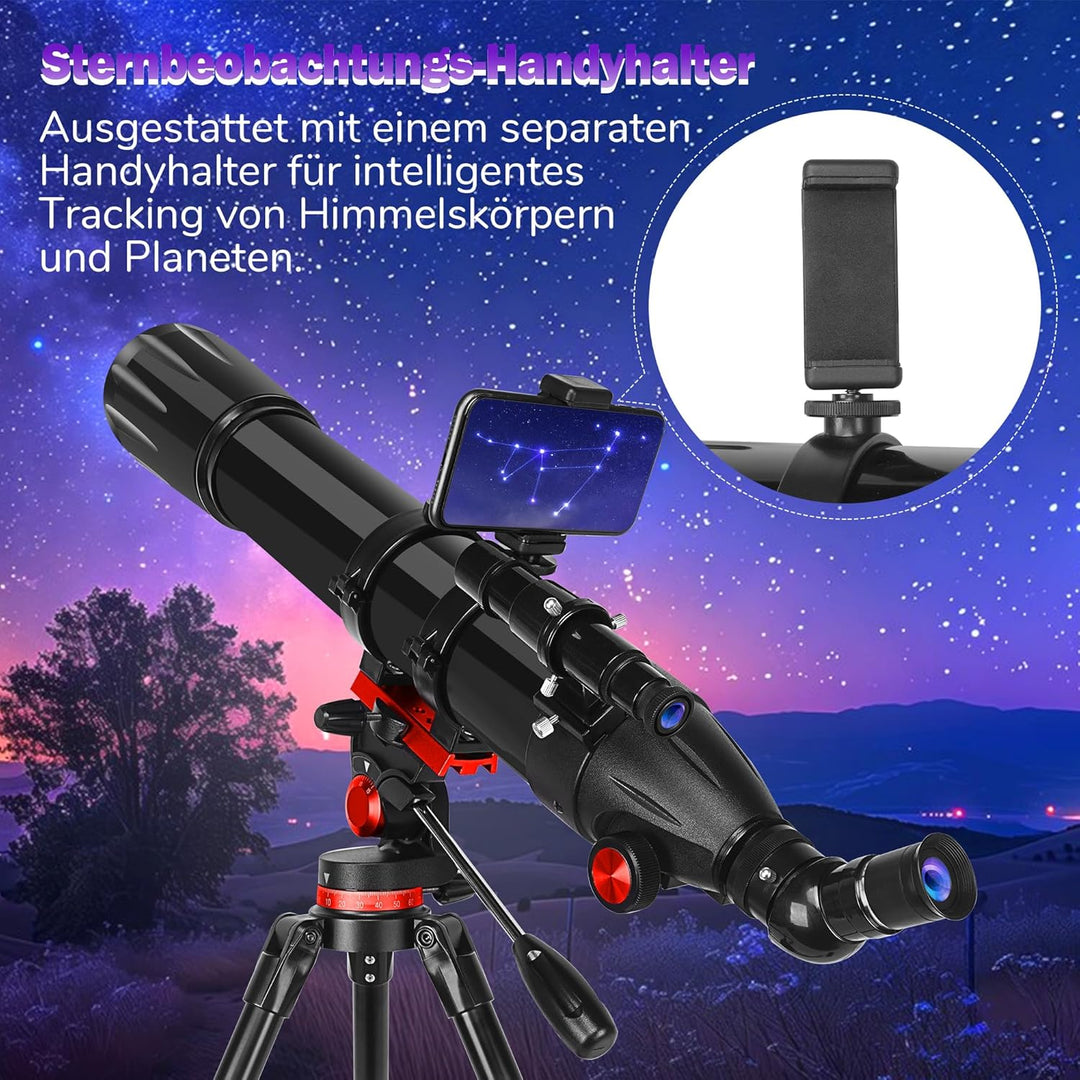 HETEKAN Teleskop, Teleskop Astronomie für Erwachsene, 90 mm Öffnung 900 mm, Profi Refraktor Teleskop