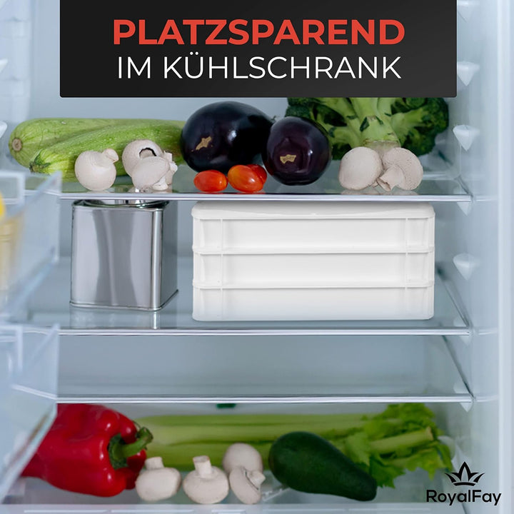 RoyalFay® Pizzaballenbox weiss 30 x 40 x 8 cm (1 Box mit 1 Deckel) für Pizzateig Sauerteig Brotteig