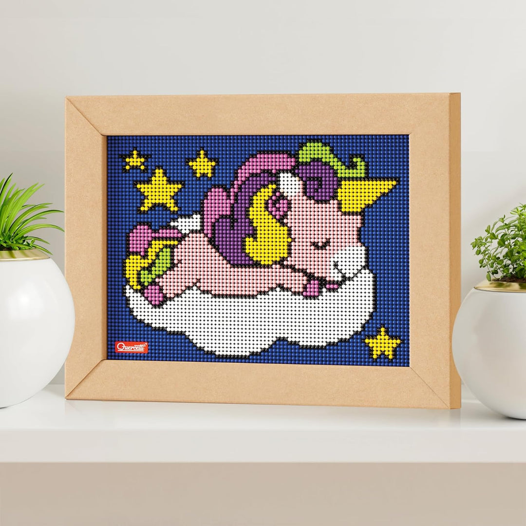 QUERCETTI 0795 Quercetti-0795 Pixel Art Kawaii Design Einhorn Steckspiel, Multicolor