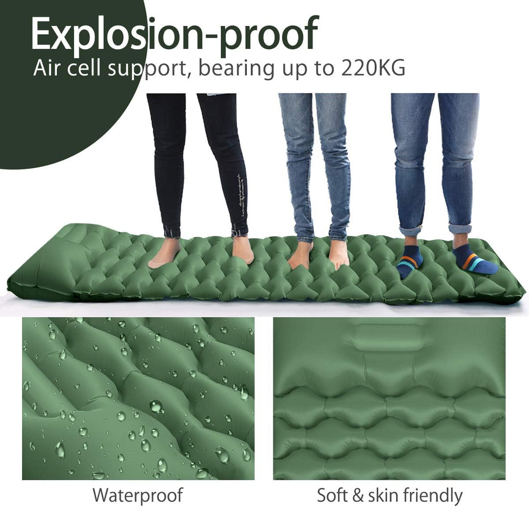 Isomatte Camping, Ultraleichte Aufblasbare Isomatte mit Kissen, wasserdichte und Feuchtigkeitsbestän