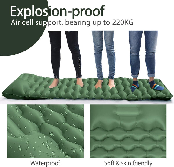 Isomatte Camping, Ultraleichte Aufblasbare Isomatte mit Kissen, wasserdichte und Feuchtigkeitsbestän