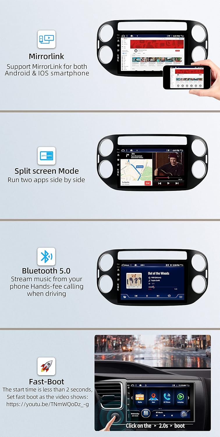 JOYX Android 13 IPS Autoradio Passt für VW Tiguan 1 NF (2006-2017) - [4G+64G] - Eingebaut DSP/Carpla