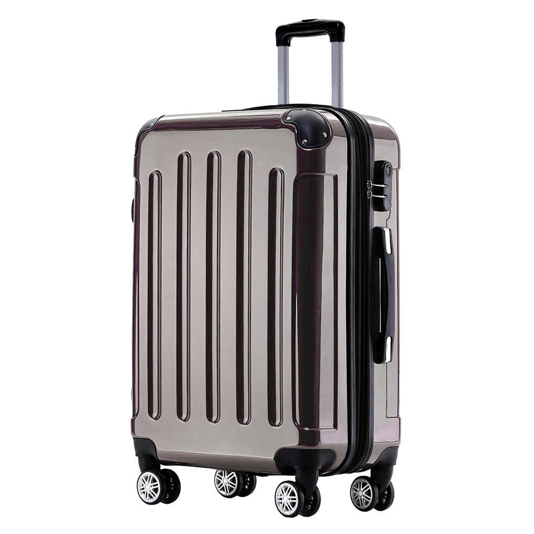 BEIBYE Hartschalen Koffer Trolley Rollkoffer Reisekoffer 4 Zwillingsrollen Polycabonat (Coffee, 66cm
