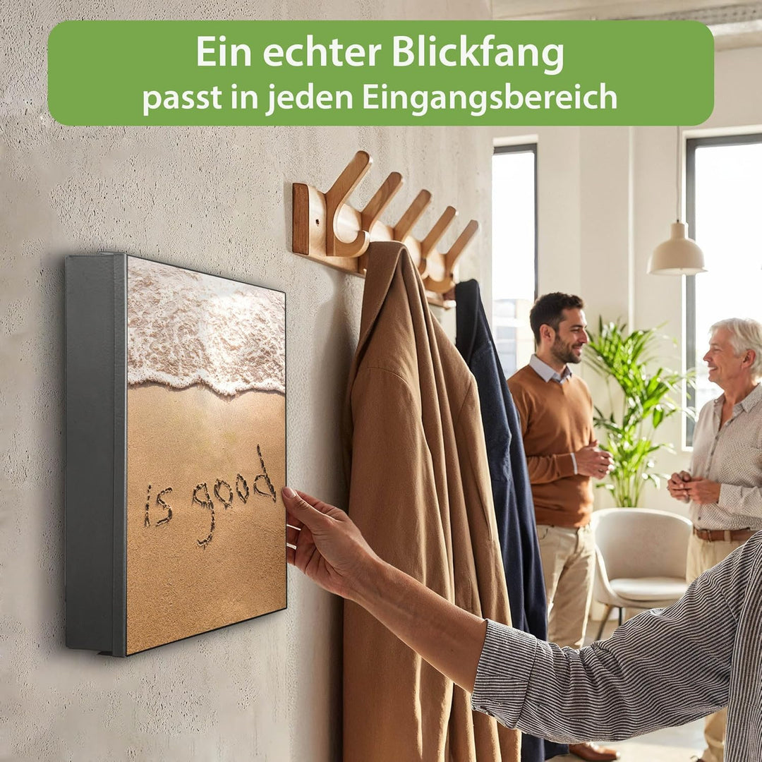 banjado Grosser Schlüsselkasten Glas - Schlüsselbox 30x30cm mit 50 Haken - Schlüsselkasten modern fü