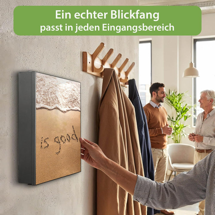 banjado Grosser Schlüsselkasten Glas - Schlüsselbox 30x30cm mit 50 Haken - Schlüsselkasten modern fü