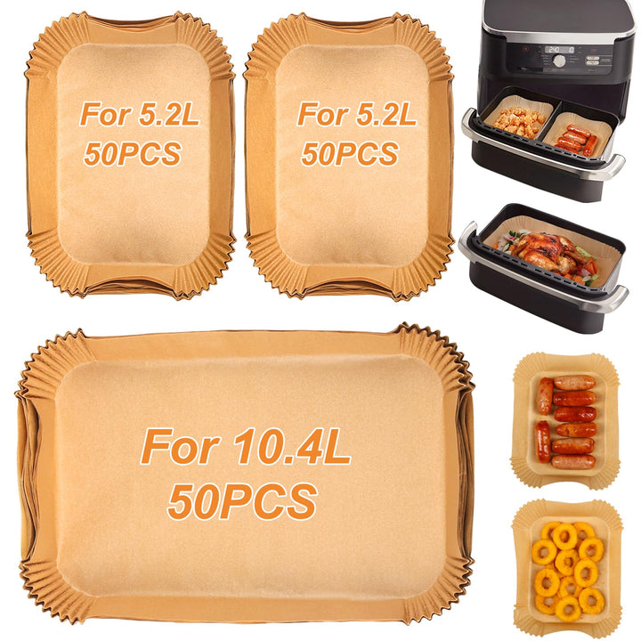 BYKITCHEN 150pcs Airfryer Backpapier für Ninja Flex Drawer Dual Zone AF500EU 10,4L Heissluftfritteus