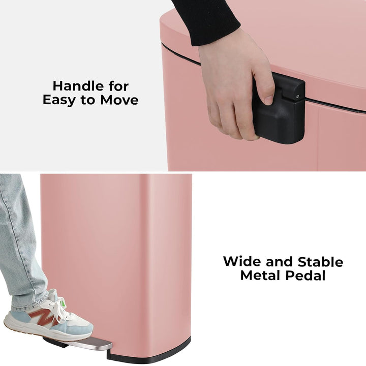 LIFERUN Mülleimer 50l aus Edelstahl, Abfalleimer mit Deckel, Soft-Close Tretmülleimer, Grosser Trete