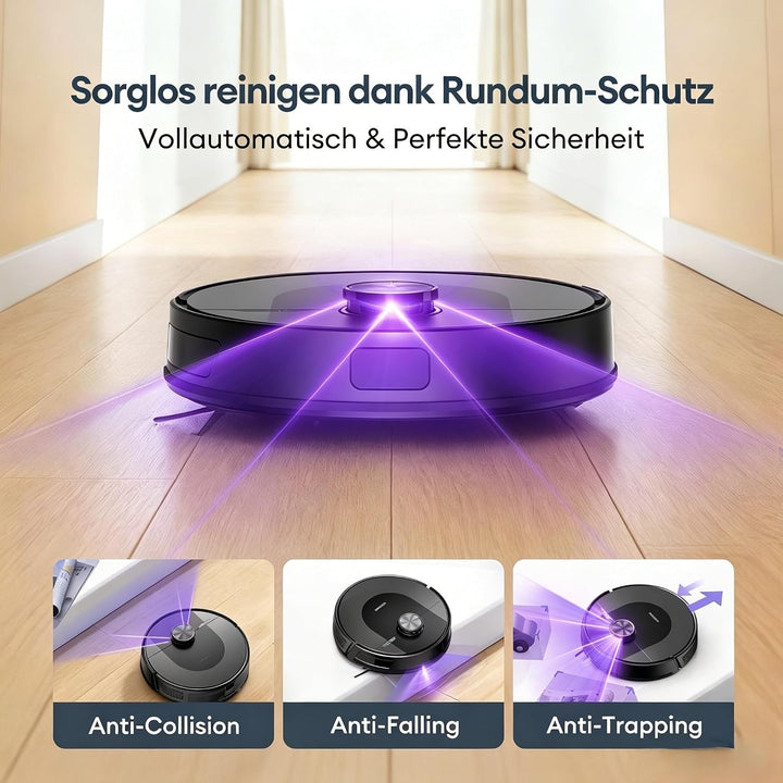 Ultenic Saugroboter mit Wischfunktion, 8000Pa 180Min Laufzeit Staubsauger Roboter, 3 in 1 Saug und W