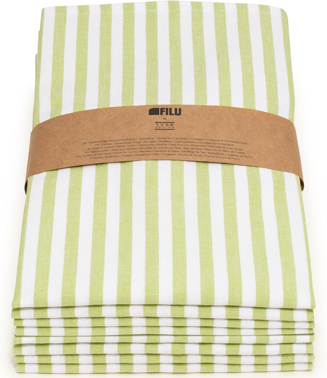 FILU Geschirrhandtücher 8er Pack Hellgrün / Weiss gestreift (Farbe und Design wählbar) 45 x 70 cm -