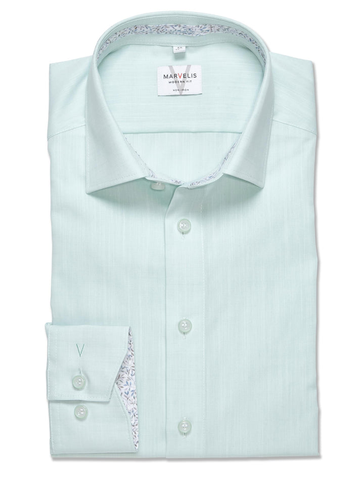 Marvelis Herren Businesshemd Langarm 726614,Einfarbig,Modern Fit,New Kent 39 Lindgrün 46, 39 Lindgrü