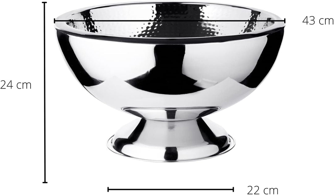 EDZARD Champagnerkühler Cadiz (ø 43 cm, H 24 cm) Edelstahl hochglanzpoliert, innen gehämmert, doppel