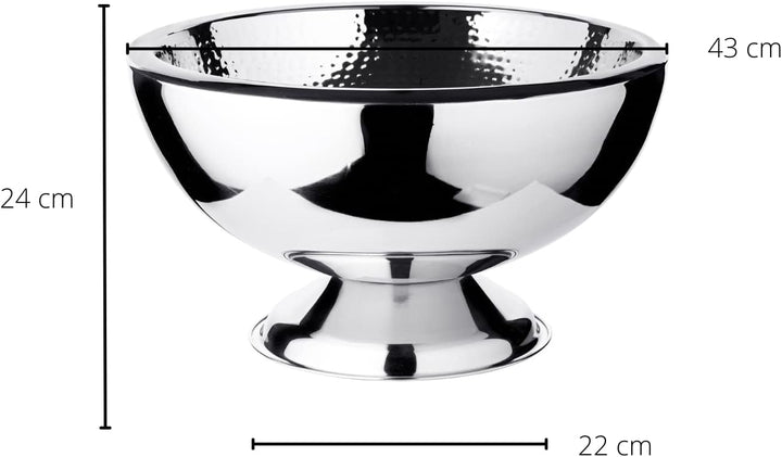 EDZARD Champagnerkühler Cadiz (ø 43 cm, H 24 cm) Edelstahl hochglanzpoliert, innen gehämmert, doppel