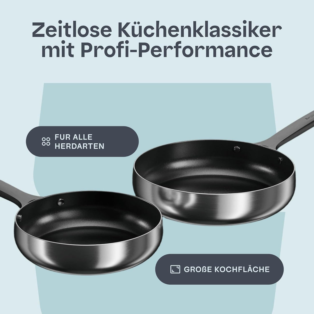 BergHOFF Home Pfannenset - 2-tlg. - Antihaft-Pfanne ohne pfas – beschichtete Pfannen – Edelstahlpfan