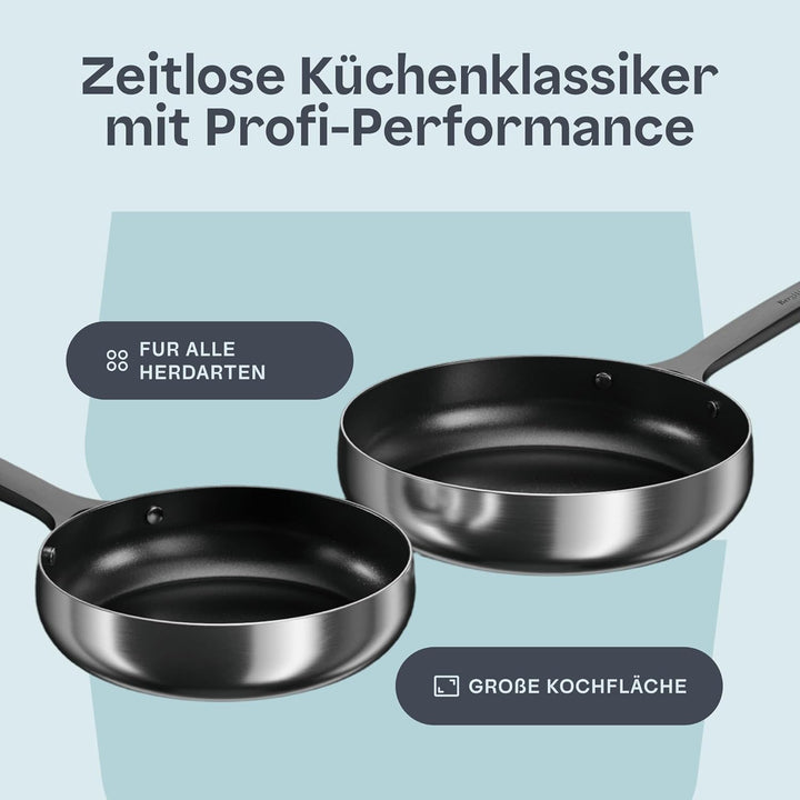 BergHOFF Home Pfannenset - 2-tlg. - Antihaft-Pfanne ohne pfas – beschichtete Pfannen – Edelstahlpfan