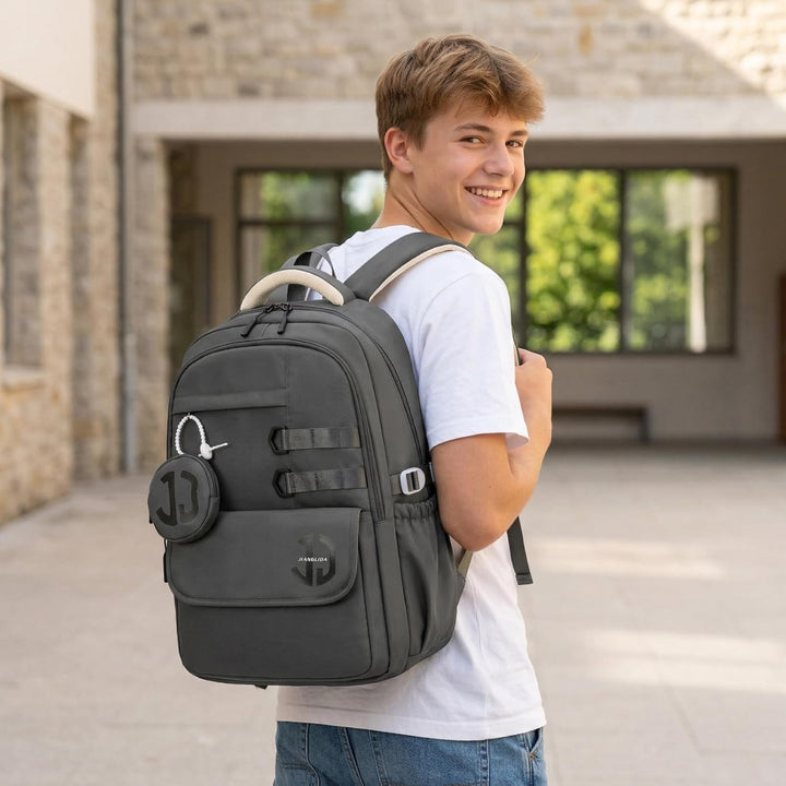 JANSBEN Wasserdichter Schulrucksack für Teenager Jungen und Mädchen, Mehrfachfach Design für Schule