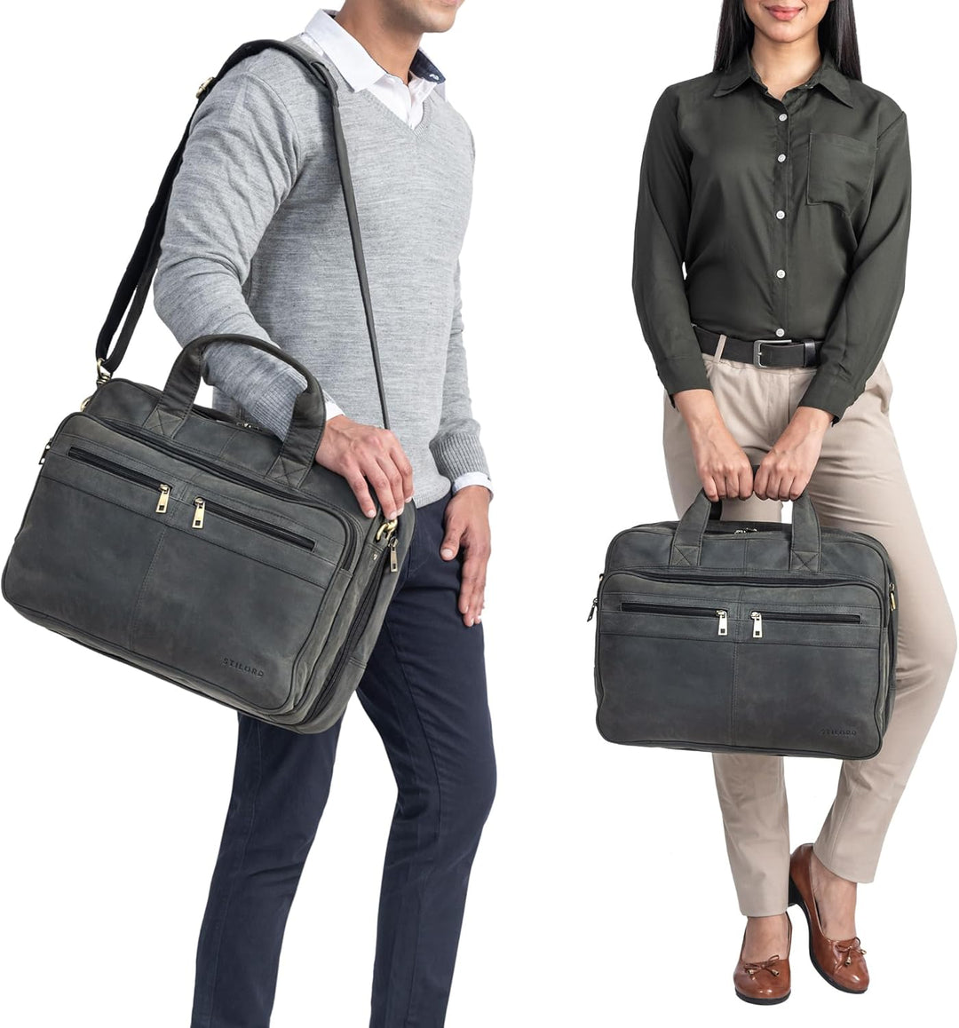 STILORD 'Alexander' Lehrertasche Herren Leder Vintage Aktentasche Laptoptasche Bürotasche Businessta