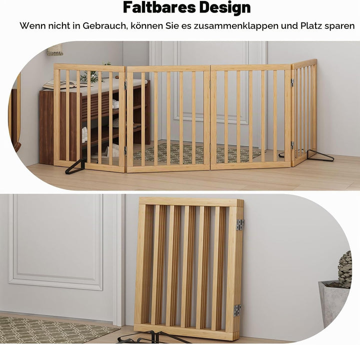 Freistehendes Hundegitter, Faltbares Hundebarriere für Tür,Treppen,Flur,Küche &amp; Schlafzimmer, Freist