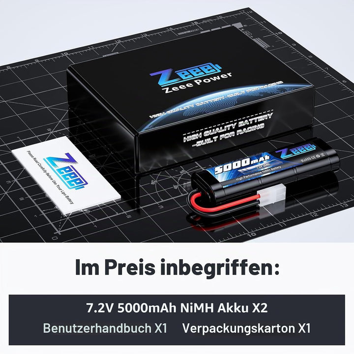 Zeee RC NiMH Akku 7,2V 5000mAh RC Auto RC LKW HPI Losi Kyosho Hobby für RC Cars Aeroplane Helicopter
