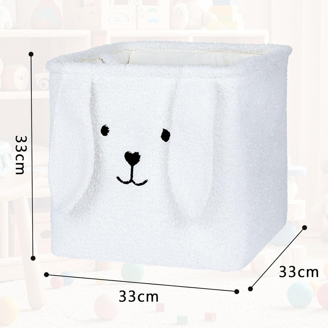 36L Wäschekorb mit Griff Weisser Hase Design Aufbewahrungskorb Faltbarer Wäschebehälter für Kleidung