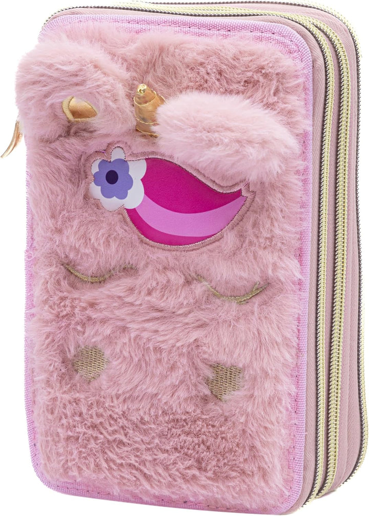 Goldkids - Federmäppchen 3 Fächer - Mäppchen für Mädchen - Federmappe 3-Fach Federtasche Gefüllte Sc