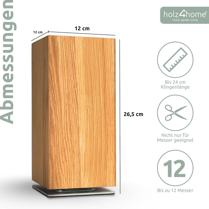 holz4home® Messerblock Magentisch aus Eichenholz I 360° Drehbarer Messerhalter ohne Messer I Stehbar