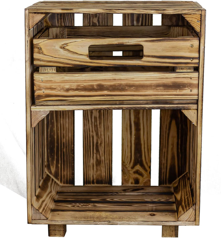 Kistenkolli Altes Land Nachttisch Abstelltisch weiss/geflammt mit Schublade ca 30x40x55cm Regalkiste