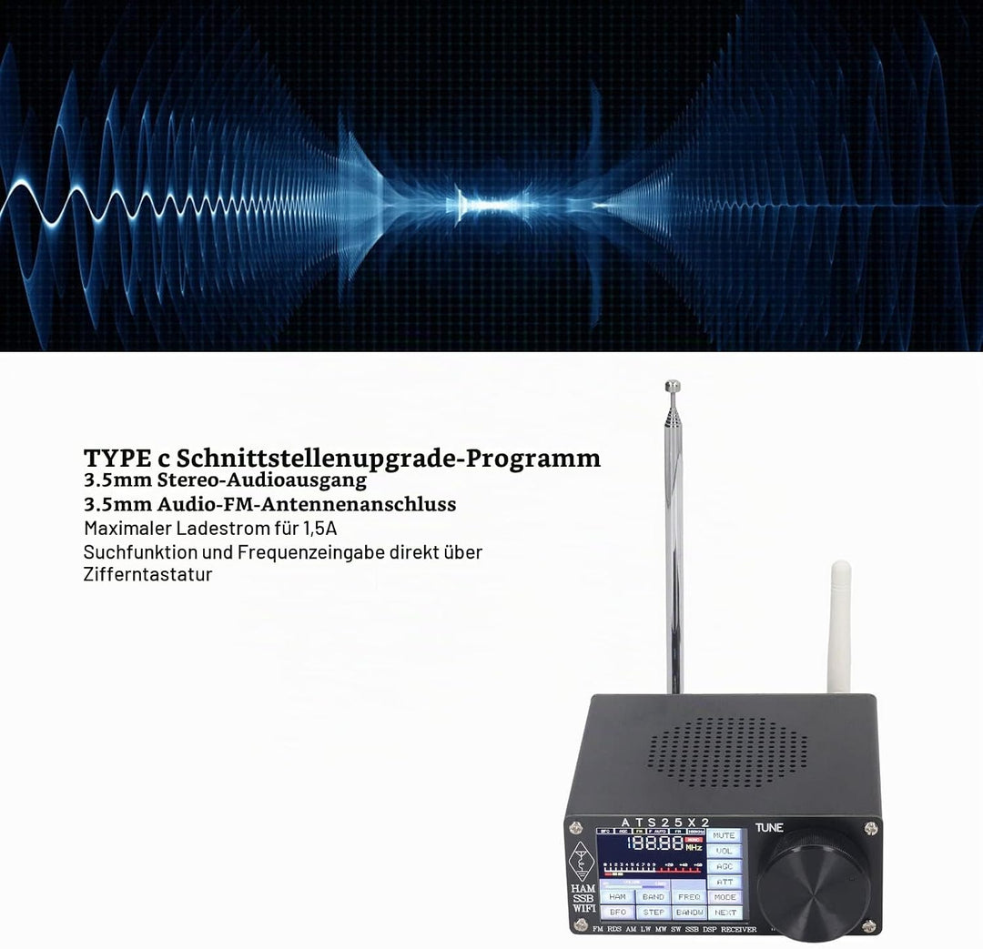 Vollband-Radioempfänger, FM AM MW SW SSB DSP Kurzwelle Multi-Modi, Tragbarer Handfunkrekorder mit Sp
