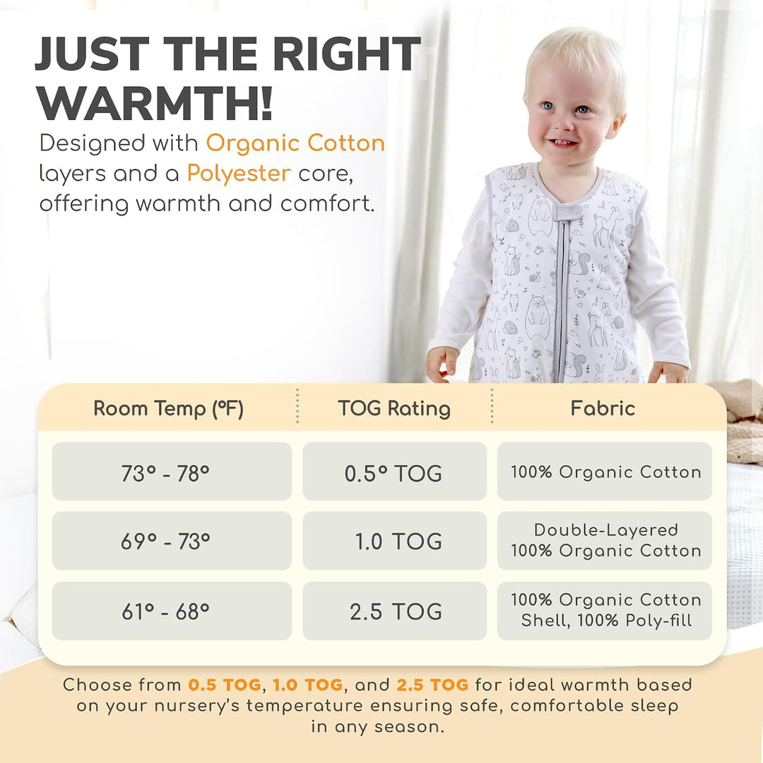 Mama Cheetah Kleinkind-Schlafsack mit Füssen, 4T-5T, 2,5 Tog, Bio-Baumwolle, Baby-Schlafsack mit Bei