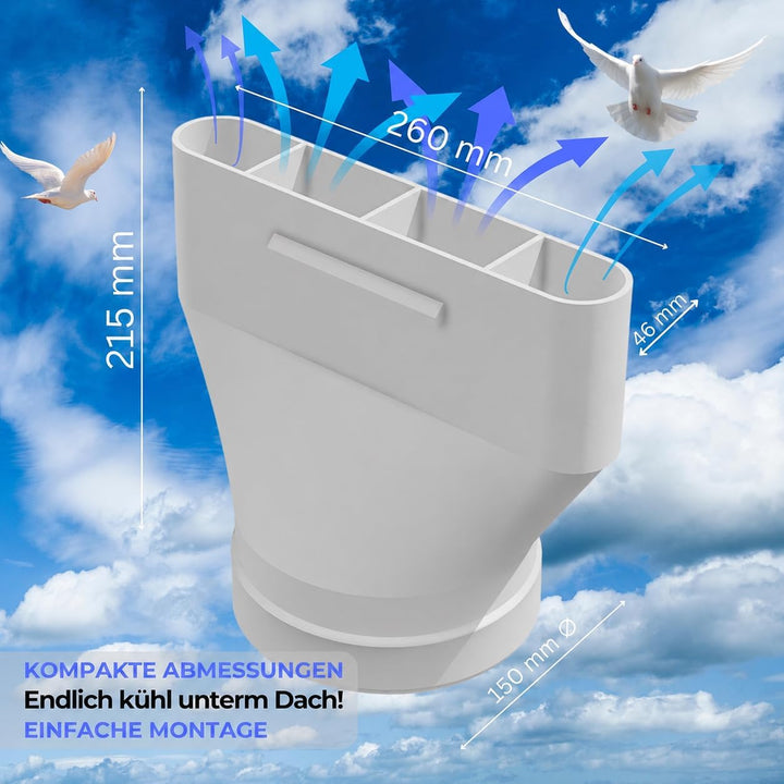 TOOWORK Dachfenster Adapter Ø 150mm – Fensteradapter/Fensterdurchführung für Abluftschlauch mobiler