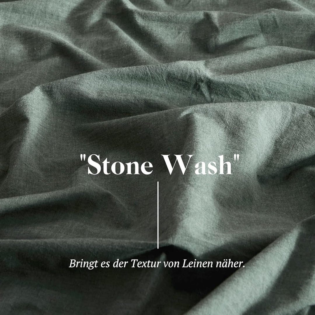 SOULFUL Bettwäsche 135x200 Baumwolle 4 Teilig, Bettwäsche-Sets Salbei Grün mit Reissverschluss, Ähnl