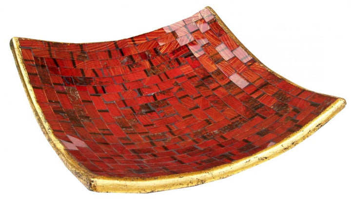 GURU SHOP Eckige Mosaikschale, Untersetzer, Dekoschale, Handgearbeitete Keramik &amp; Glas Obst Schale -