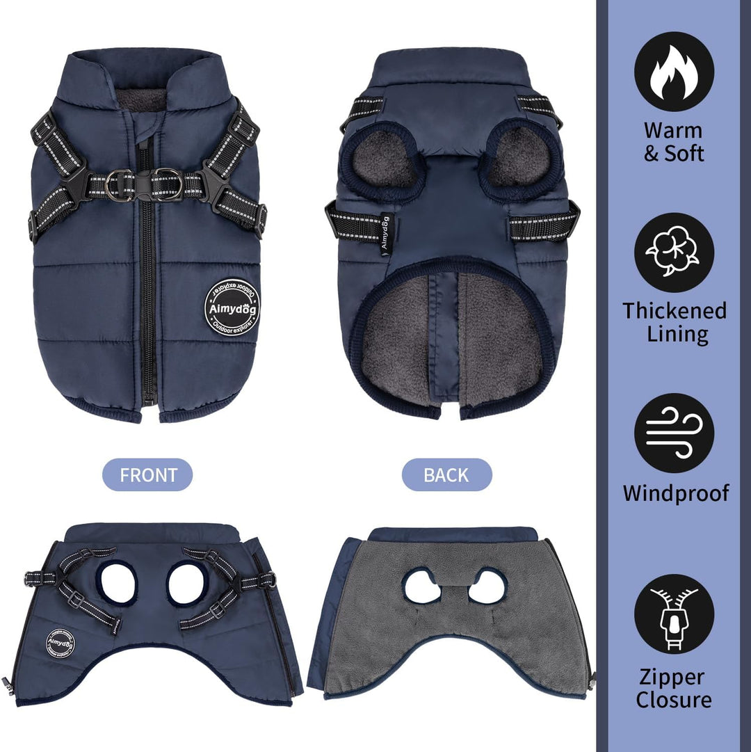 Hundemantel Winter, Wärme Hundejacke Mit Brustgurt Gurt Winddichte mit bauchschutz, Haustier Outdoor