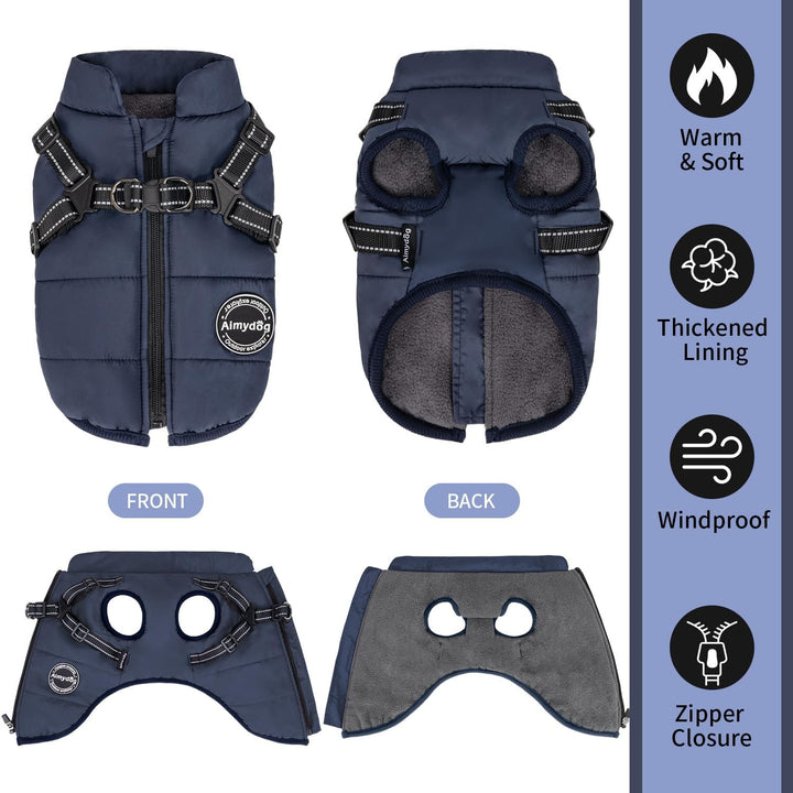 Hundemantel Winter, Wärme Hundejacke Mit Brustgurt Gurt Winddichte mit bauchschutz, Haustier Outdoor