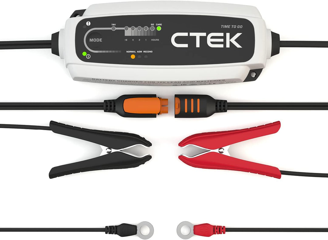 CTEK CT5 Time to Go, Batterieladegerät 12V, Batteriepfleger Mit Countdown-Funktion, Startanzeige, Ei