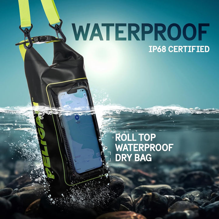 Pelican Marine Wasserdichter Roll-Top Dry Bag Dry Bag - Black/Hi-vis Yellow, Dry Bag - Black/Hi-vis