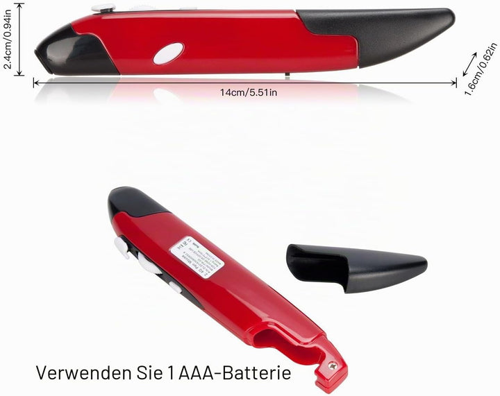 Lychee Lyhee Kabelloser Maus-Stift, 2,4 GHz, optische USB-Maus mit einstellbaren DPI-Werten auf 500/
