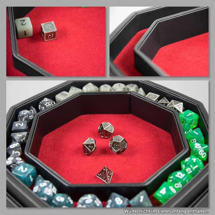 shibby Würfelbrett mit Würfel-Ablage und Deckel für alle Tabletop Spiele - 23,5cm (rot), Rot