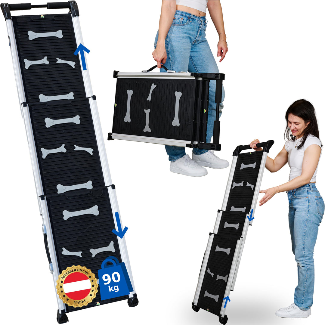 Hunderampe Teleskop rutschfest Alu 90kg Hundetreppe für Grosse Kleine Hunde Auto SUV Sofa Bett Rückb