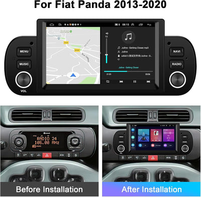 Podofo Autoradio für FIAT Panda 2013-2020 mit Kabelloses Apple Carplay Android Auto Bluetooth Bildsc