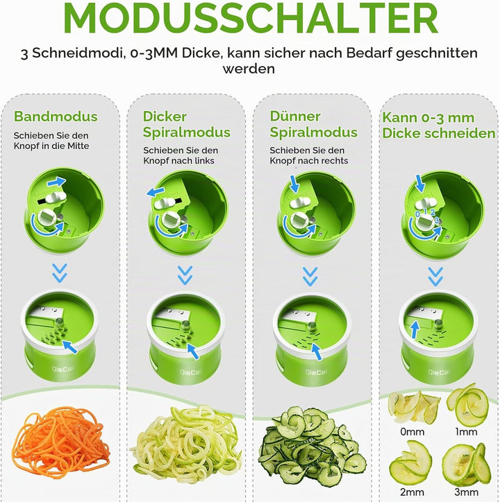 Spiralschneider Gemüse mit Behälter- 4 in 1 zucchini spiralschneider | Gemüseschneider Spaghetti Gem