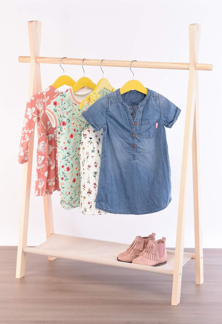 Meinposten Kleiderständer für Kinder Garderobe Kleiderstange mit Ablage Holz 100x80x30 cm