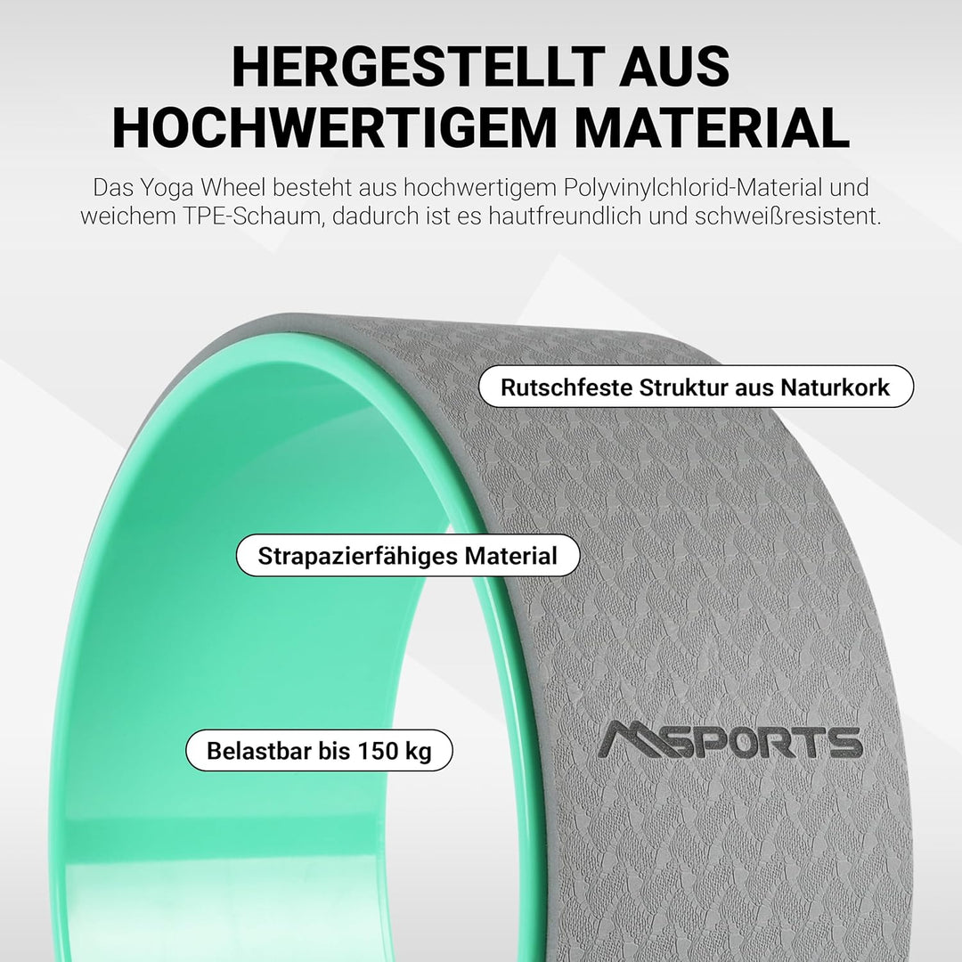 MSPORTS Yoga Wheel - Premium - Hilfsmittel bei Yoga-Übungen | Yoga Rad Mint, Mint