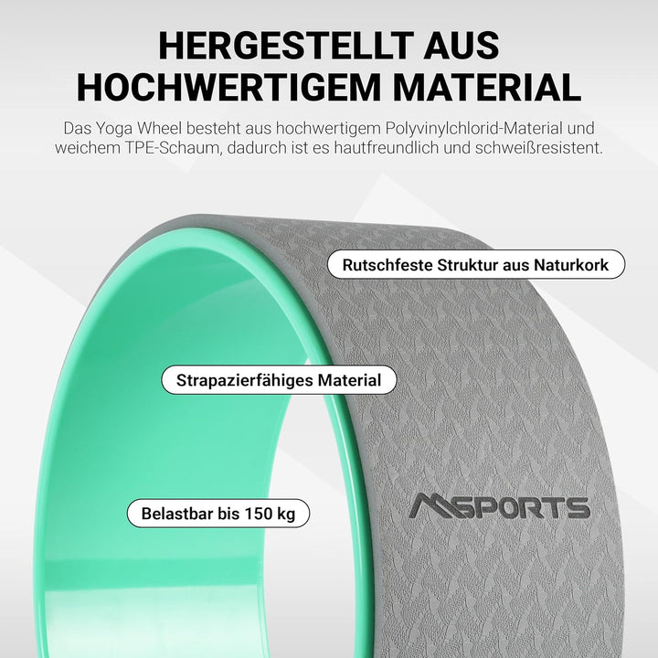 MSPORTS Yoga Wheel - Premium - Hilfsmittel bei Yoga-Übungen | Yoga Rad Mint, Mint