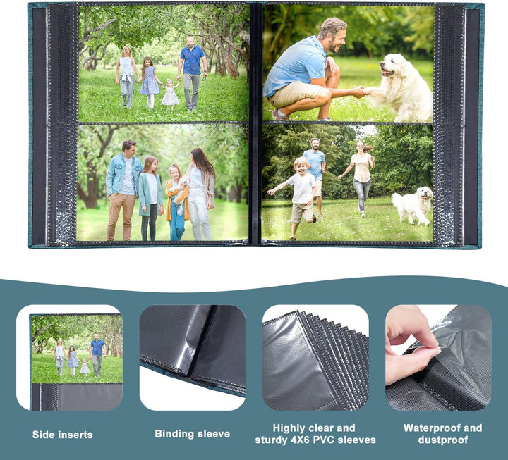 Fotoalbum 10,2 x 15,2 cm mit 200 Taschen, Einsteck-Bilderalben, Leineneinband, Erinnerungsbuch mit F